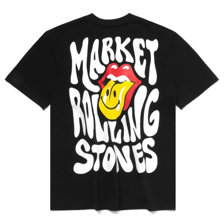 Camiseta smiley® rolling stones t-shirt Market negra