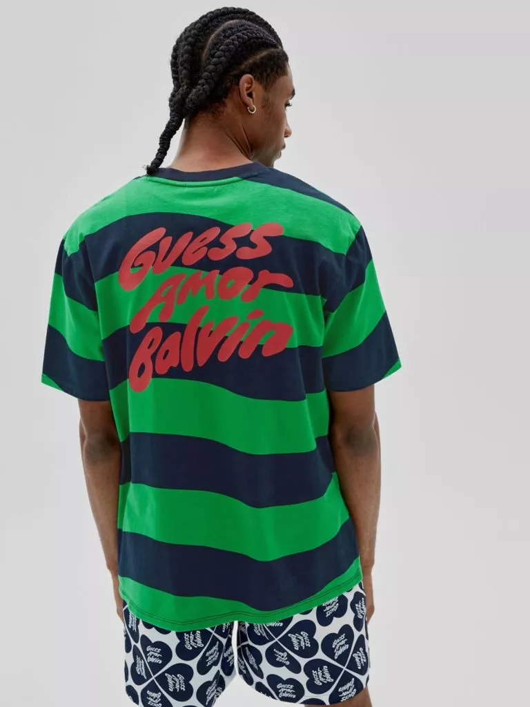 Camiseta Wave tee J Balvin x Guess Originals verde azul marino